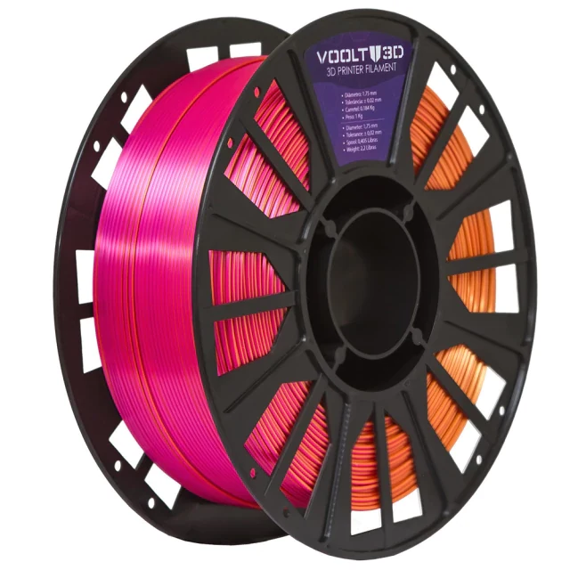 Filamento PLA Tri Color Dourado / Laranja / Rosa Choque V-Silk 1kg — 5