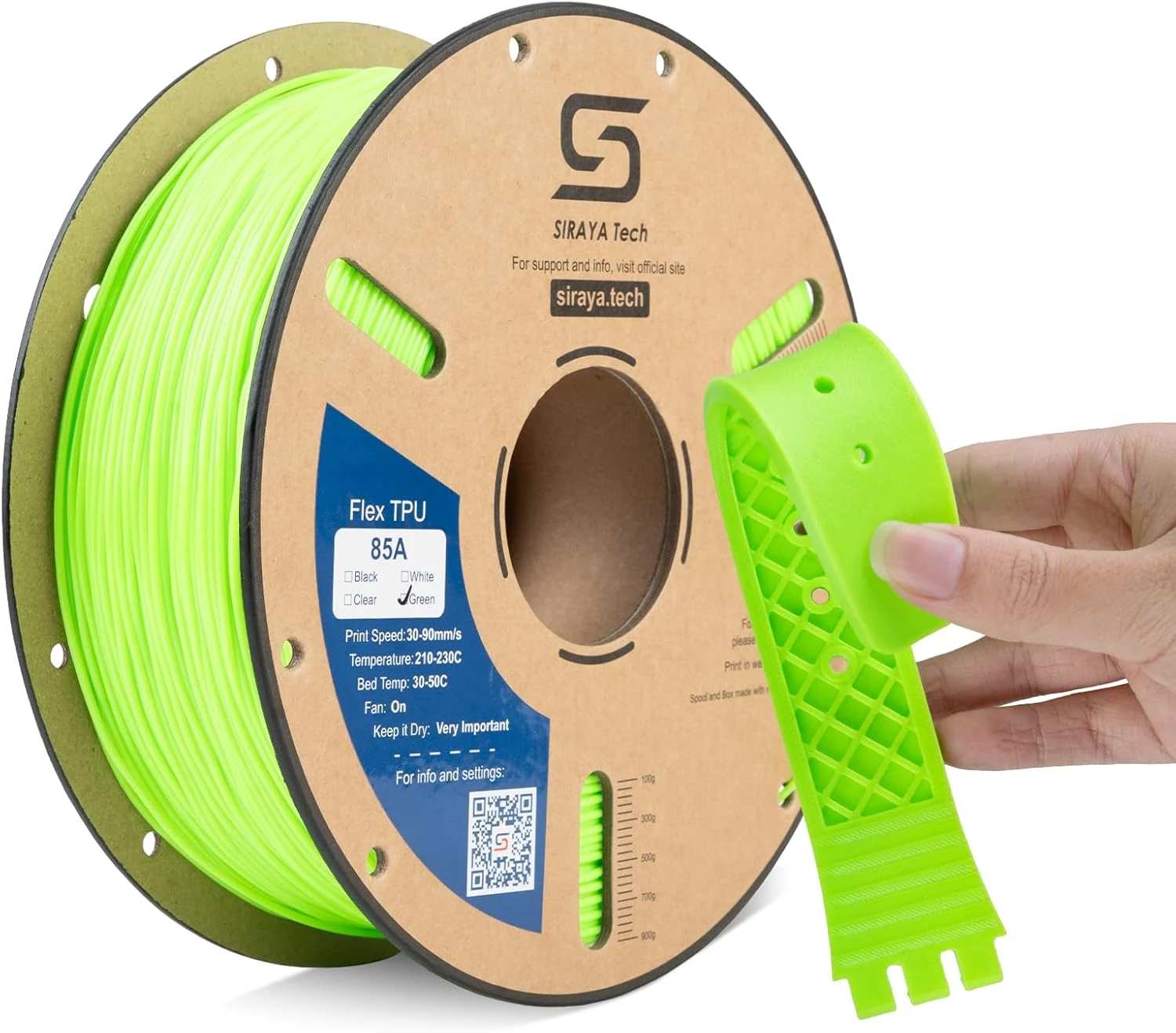 Filamento Flex TPU Shore 80 85a Vermelho FLEXY Green