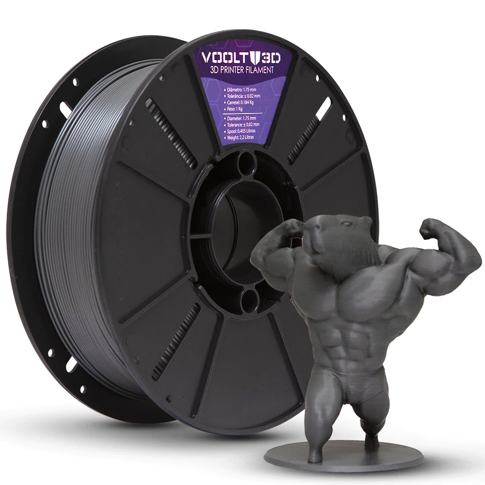 Rolo PLA Cinza Grafite Velvet 1kg Alta Performance
