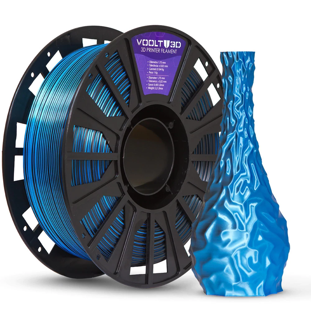 Filamento PLA Duo Color Shadow Azul com Preto V-Silk 1kg