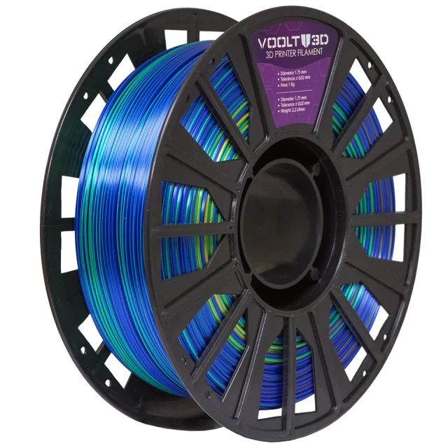 Rolo PLA Tri Azul Safira / Dourado / Verde V-Silk 1kg Alta Performance — 5