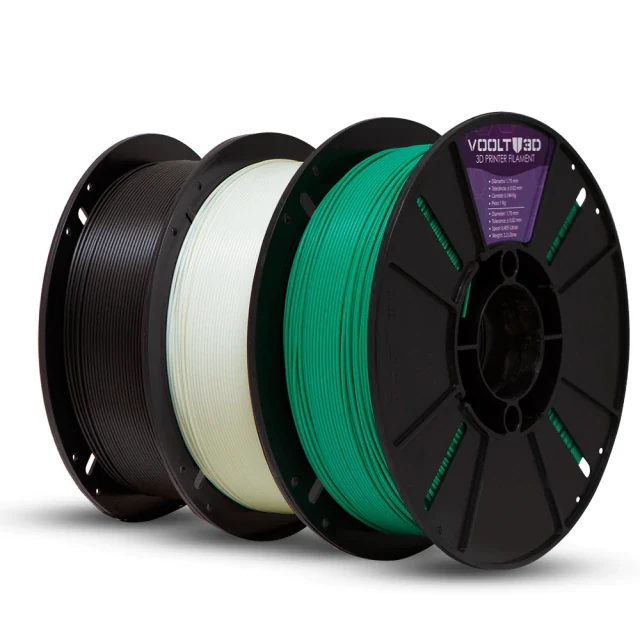 KIT Filamento PLA Velvet - Branco | Preto | Verde