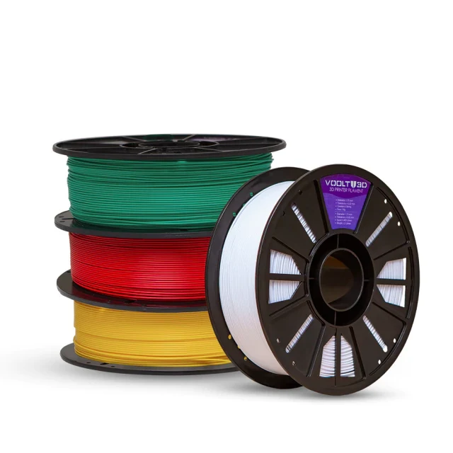 KIT Filamento PLA Velvet - Amarelo | Branco Off | Verde | Vermelho