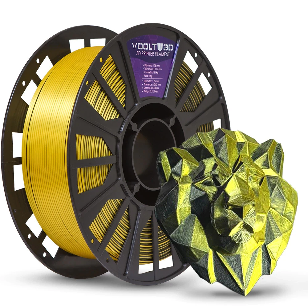 PLA Duo Color Shadow Dourado com Preto V-Silk 1kg