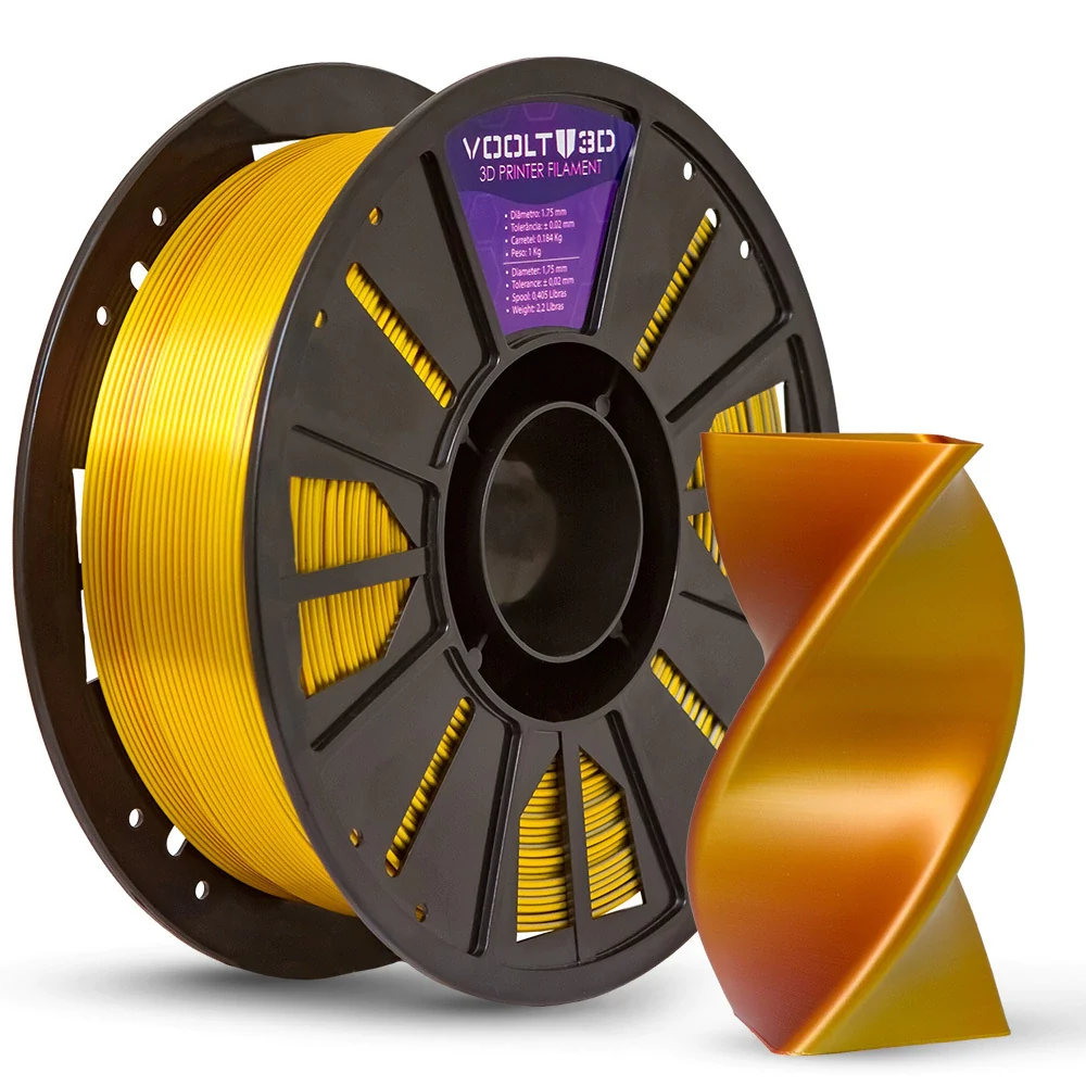 Filamento PLA Tri Color Bronze / Prata / Ouro V-Silk 1kg