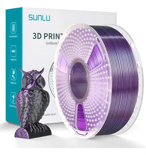 Filamento Silk PLA Plus Dual Color Preto Roxo SUNLU 1KG