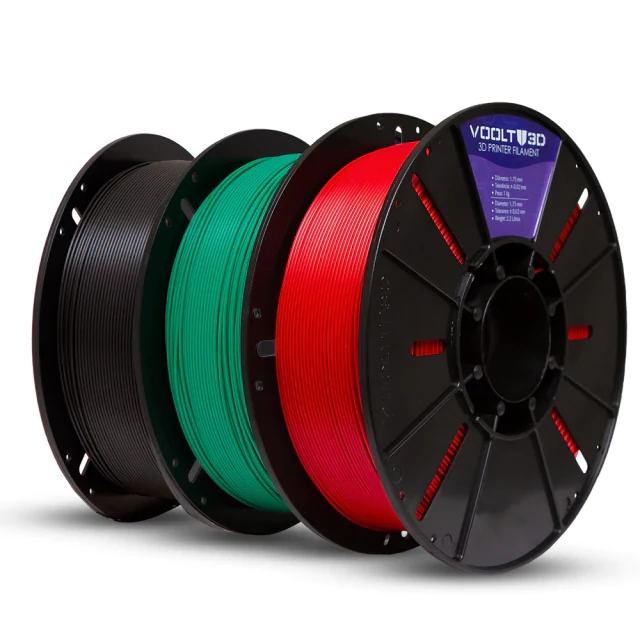 KIT Filamento PLA Velvet - Preto | Verde | Vermelho