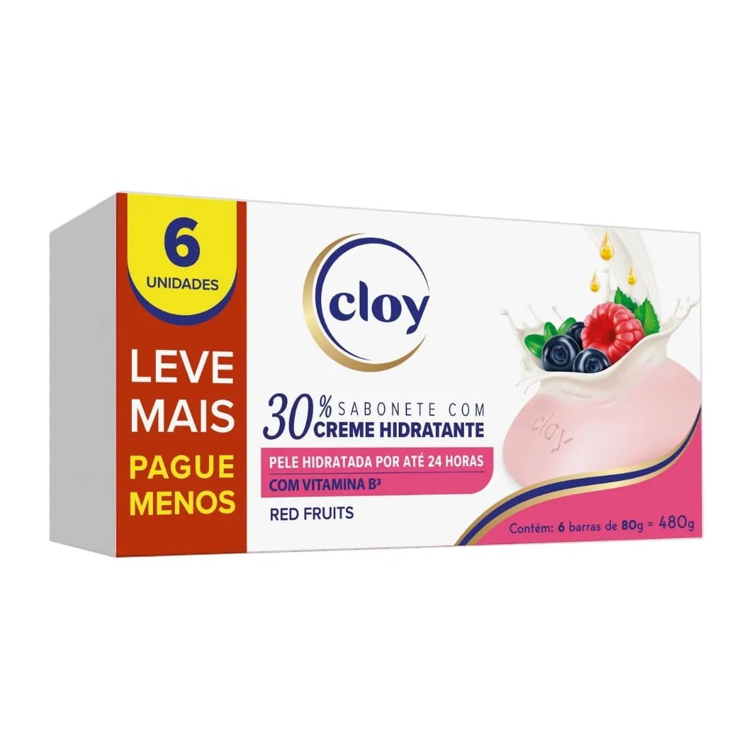 Sabonete Em Barra Cloy Red Fruits Com 6 Unidades De 80g Cada