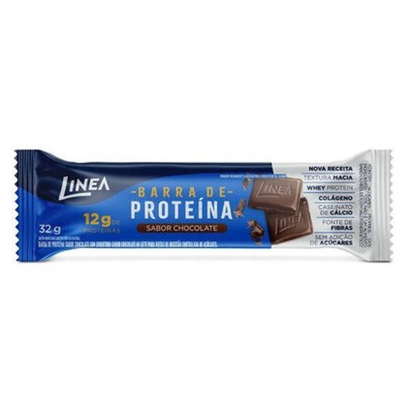 Barra De Proteína Chocolate Cobertura Chocolate Ao Leite Linea Caixa 384g 12 Unidades