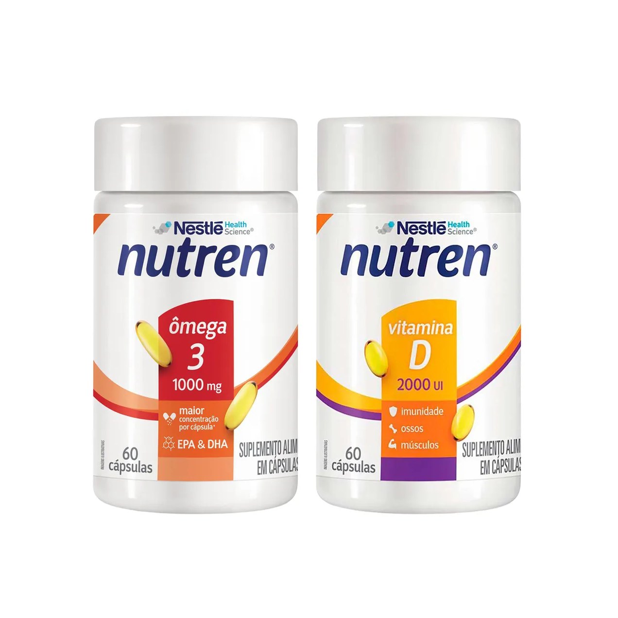 Kit Nutren Ômega 3 1000mg 60 cápsulas + Vitamina D 2.000UI 60 cápsulas