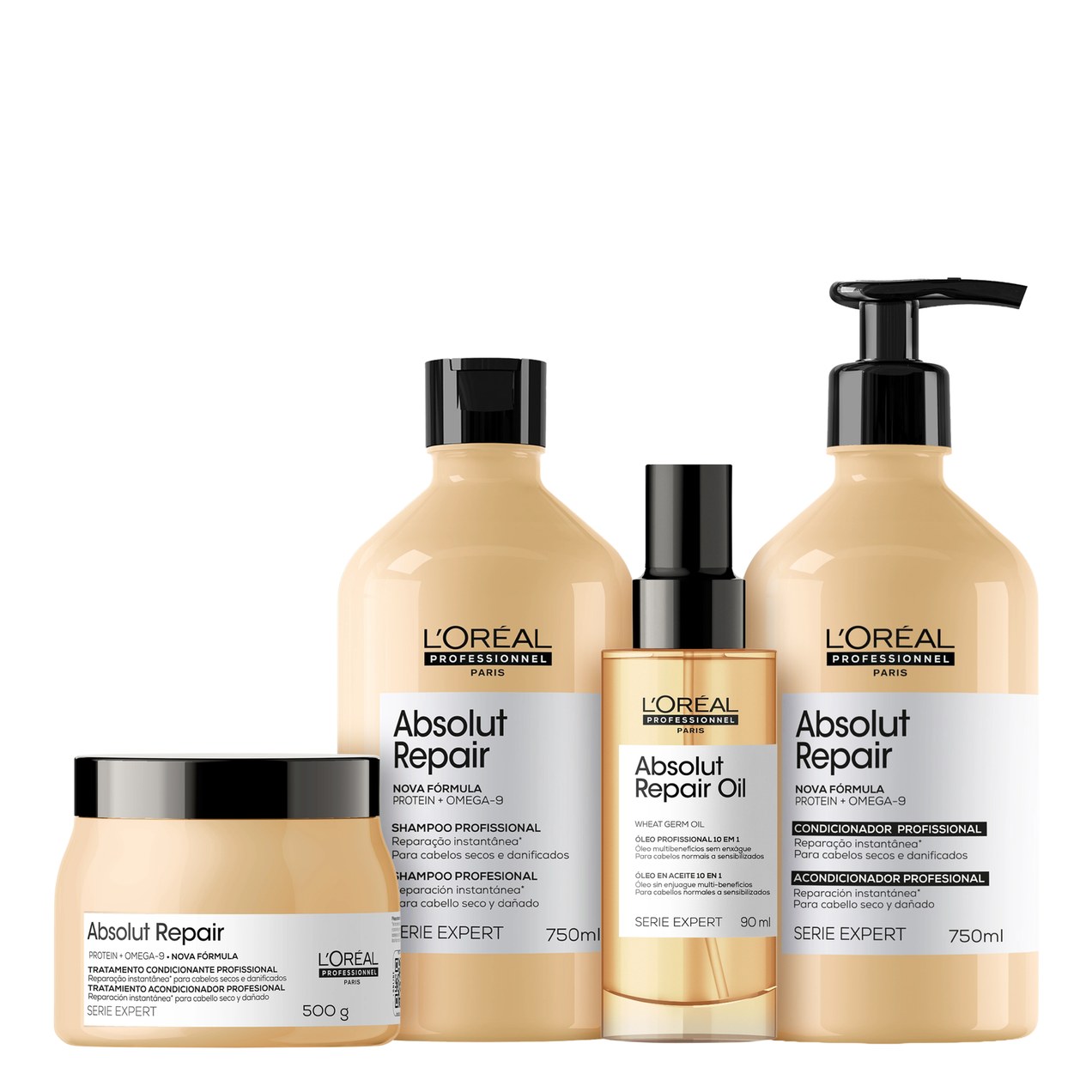 Kit L’Oréal Professionnel Serie Expert Absolut Repair Omega 9 + Protein Squad (4 Produtos)