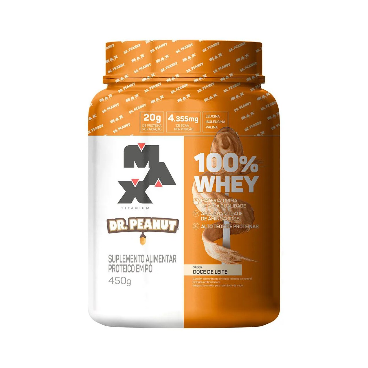 100% Whey Max Titanium Dr. Peanut Doce de Leite 450g