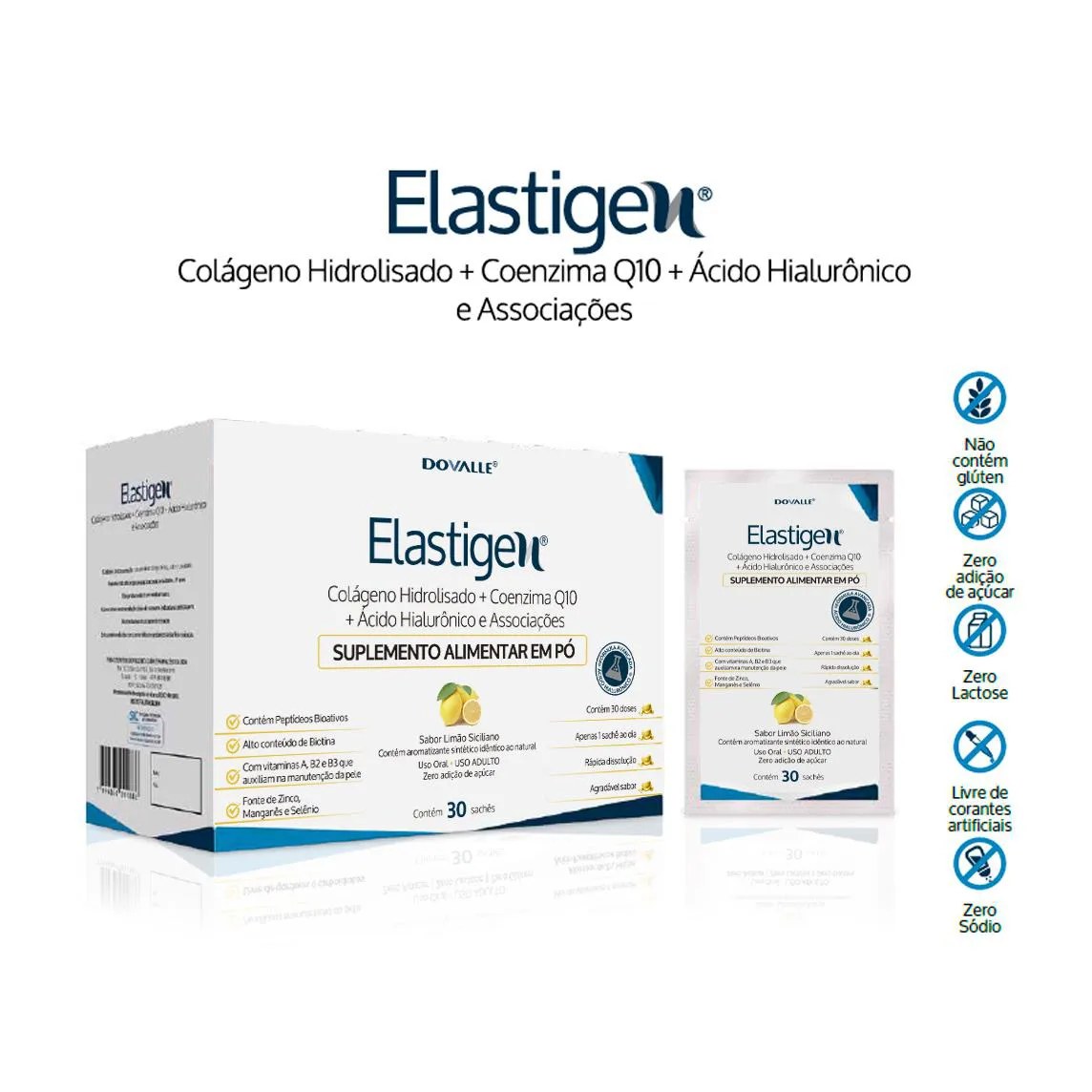 Elastigen 30 Sachês Sabor Limão Siciliano