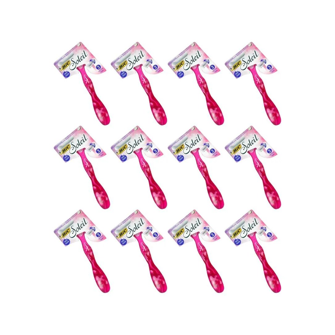 Aparelho de Barbear Bic Soleil Com 1 Rosa - Kit C/ 12un