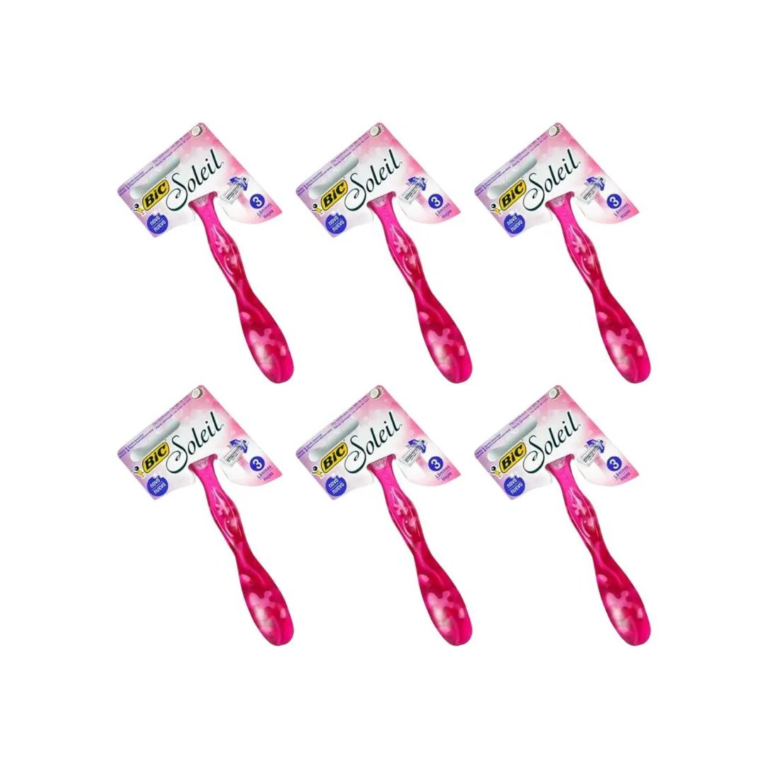 Aparelho de Barbear Bic Soleil Com 1 Rosa - Kit C/ 6un