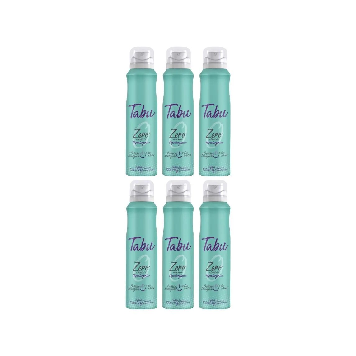 Desodorante Aero Tabu Antitr Zero Aluminio 150ml- Kit C/6un