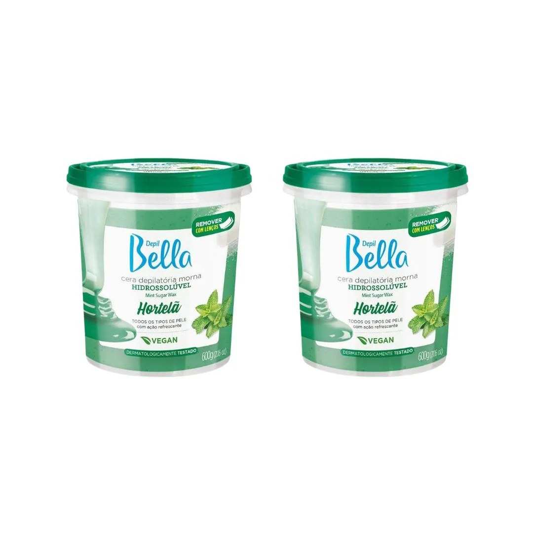 Depilatorio Depil Bella Cera Hidro 600g Hortelã-Kit C/2un
