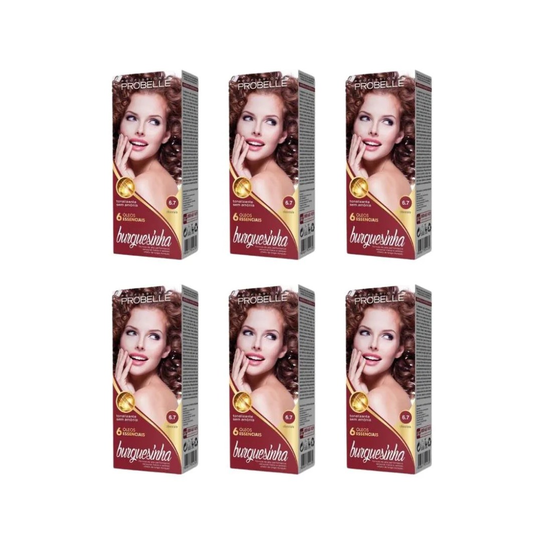 Coloraçao Probelle Burguesinha 6.7 chocolate - Kit C/ 6un