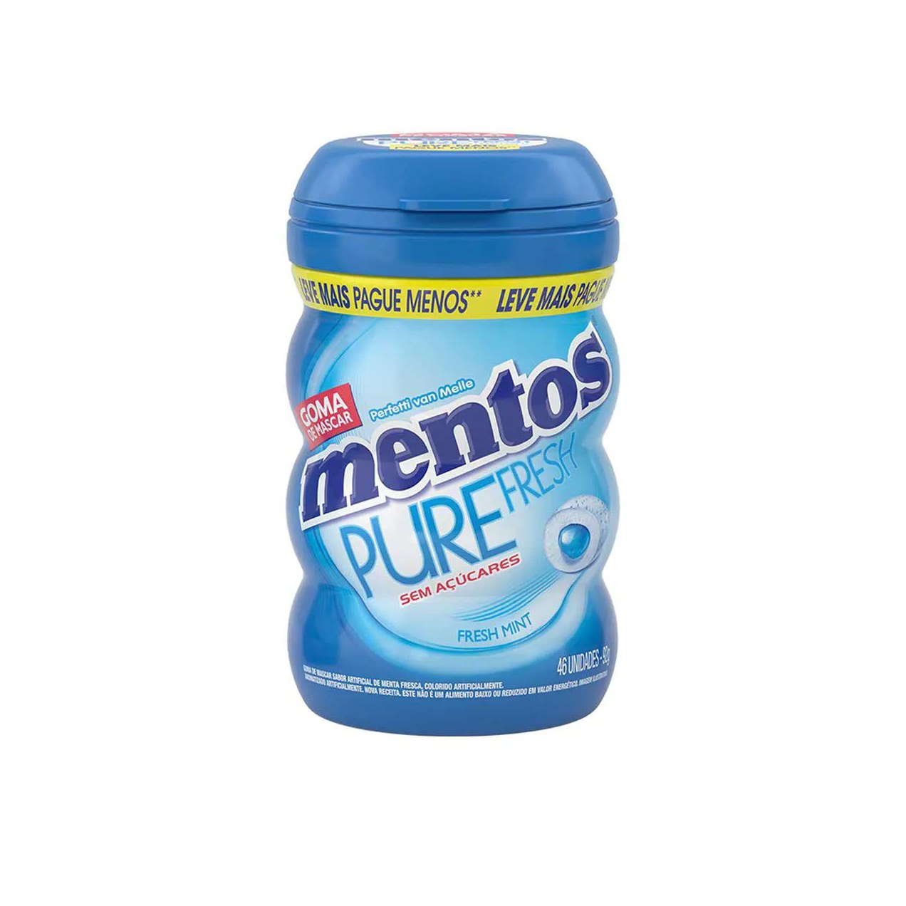 Mentos Pure Fresh Chiclete Sem Açúcar Sabor Fresh Mint com 46 unidades