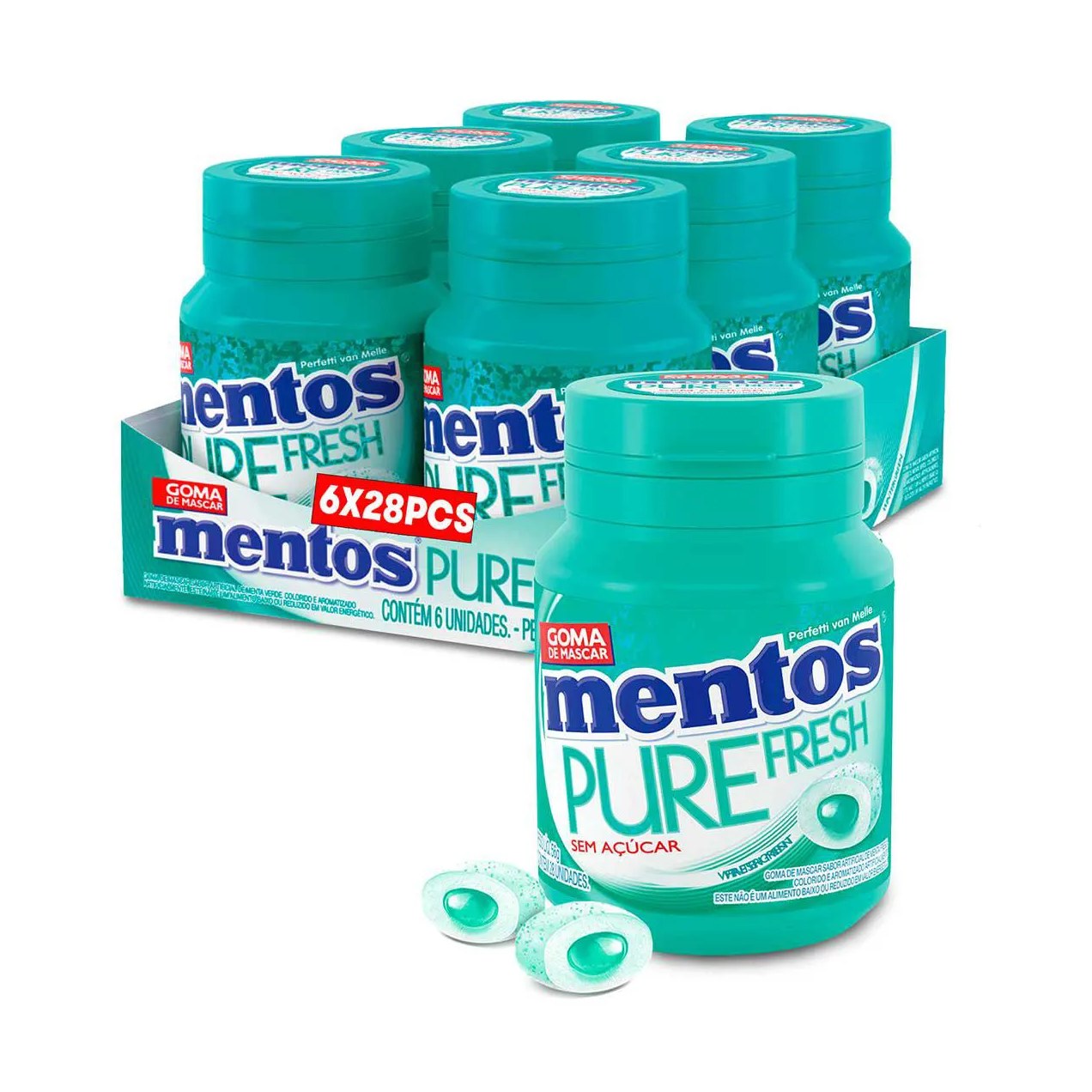 Mentos Pure Fresh Chiclete Sem Açúcar Sabor Wintergreen com 28 unidades