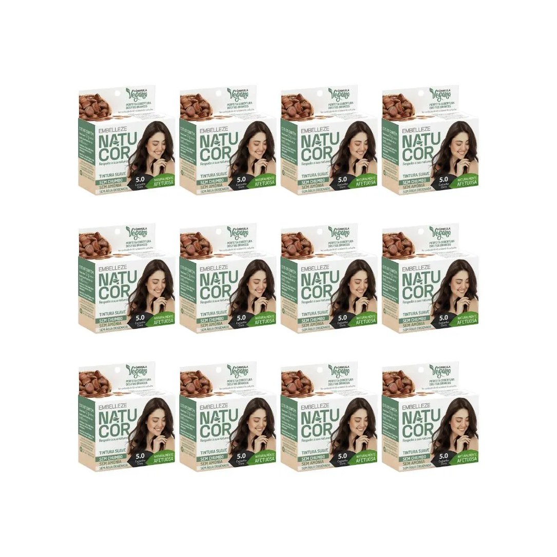 Coloraçao Natucor 5.0 Castanho Claro-Kit C/12un