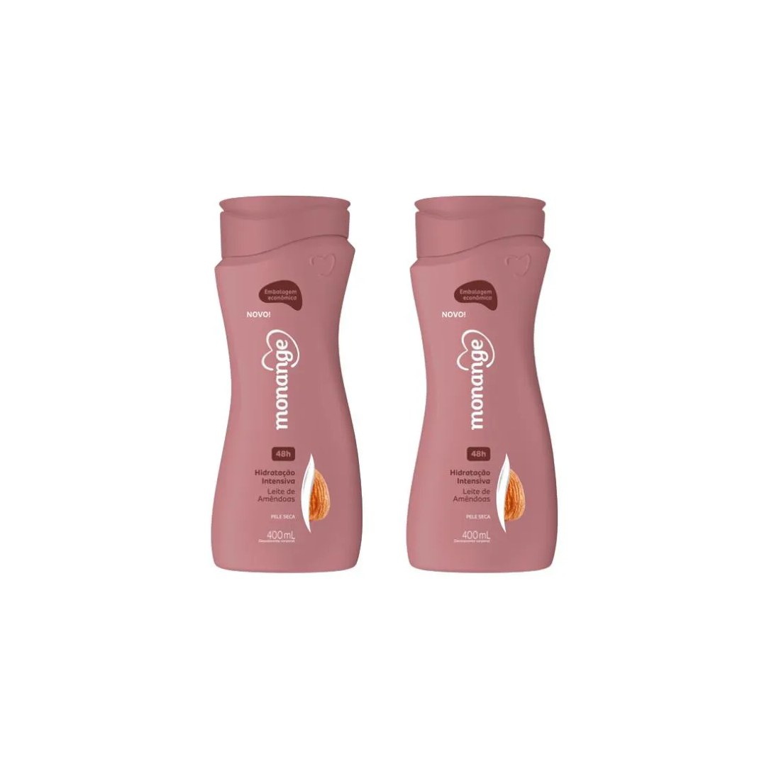 Hidratante Corporal Monange 400ml Leite Amendoas-Kit C/2un