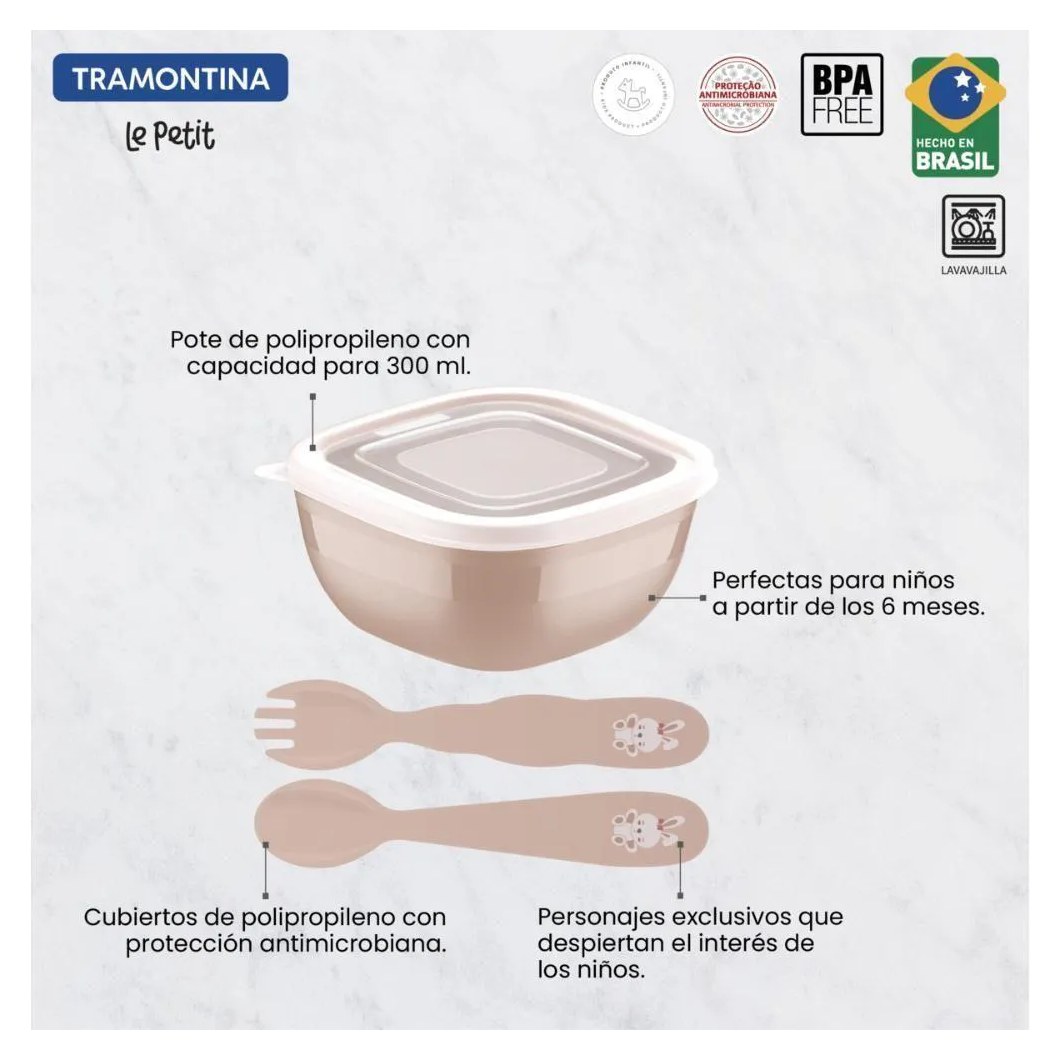 Jogo Infantil Tramontina Le Petit Rosa 03 Peças