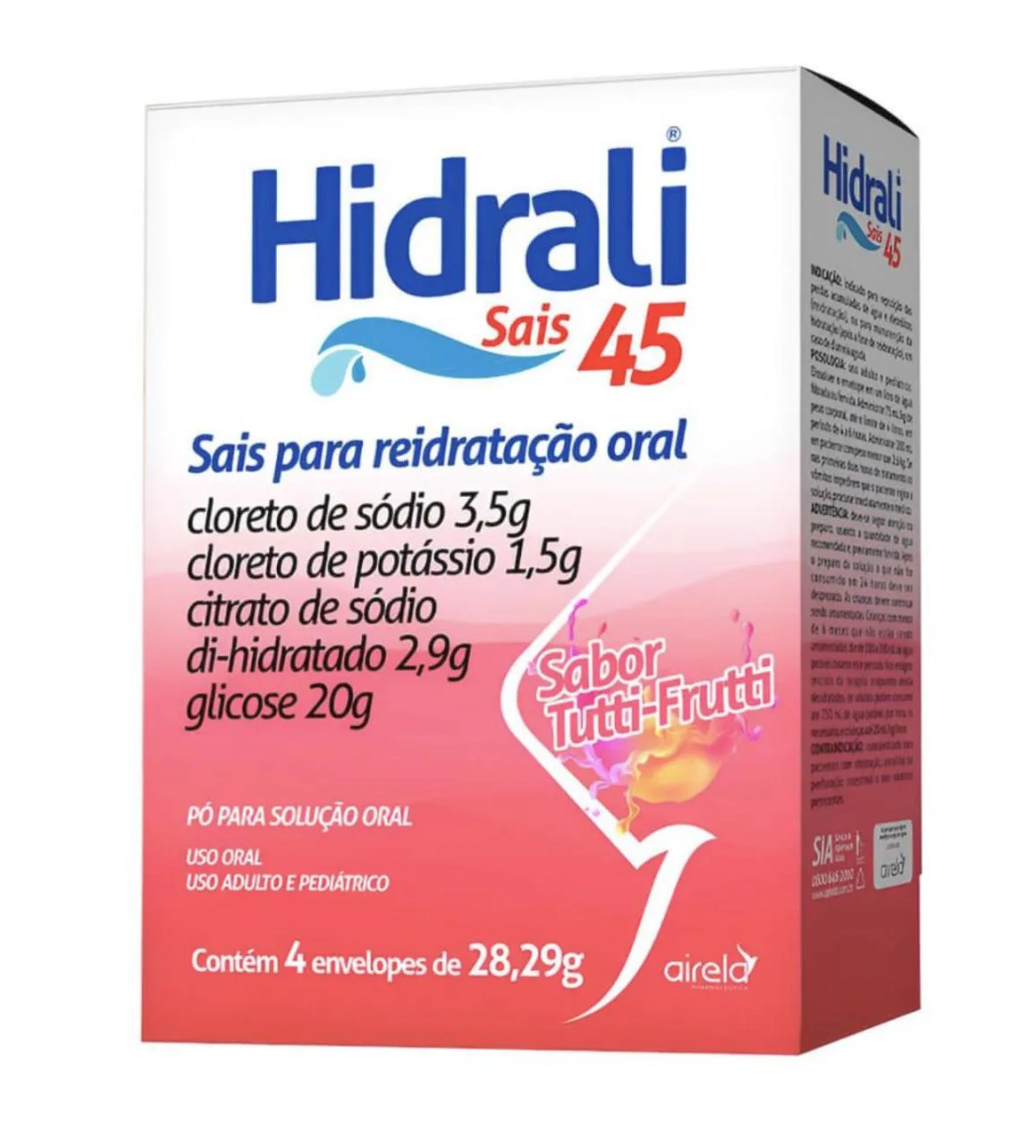 Hidrali Soro para Reidratação Oral Natural Sabor Tutti Frutti 4 Env