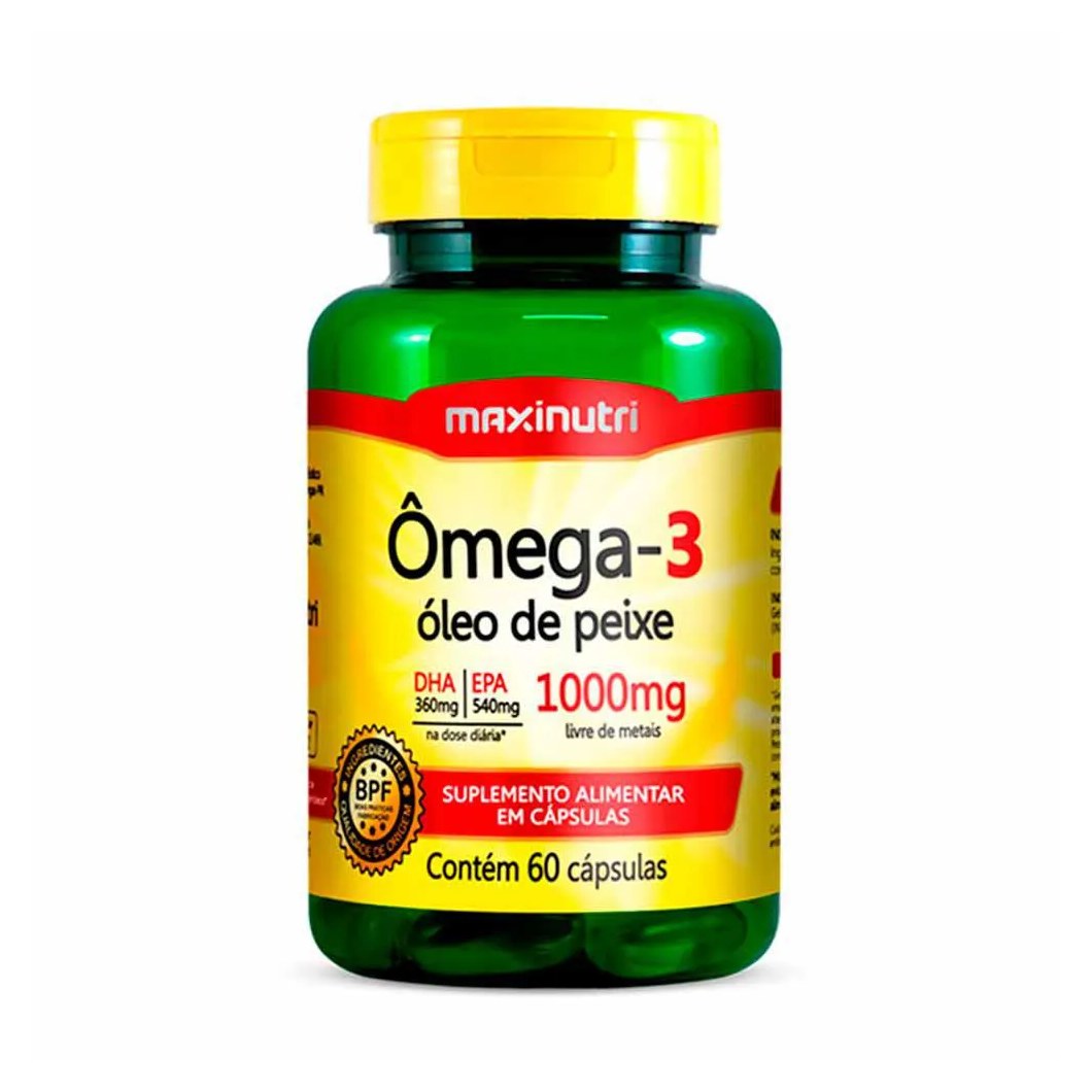 Ômega 3 Óleo de Peixe 60 Cápsulas 1000mg Maxinutri