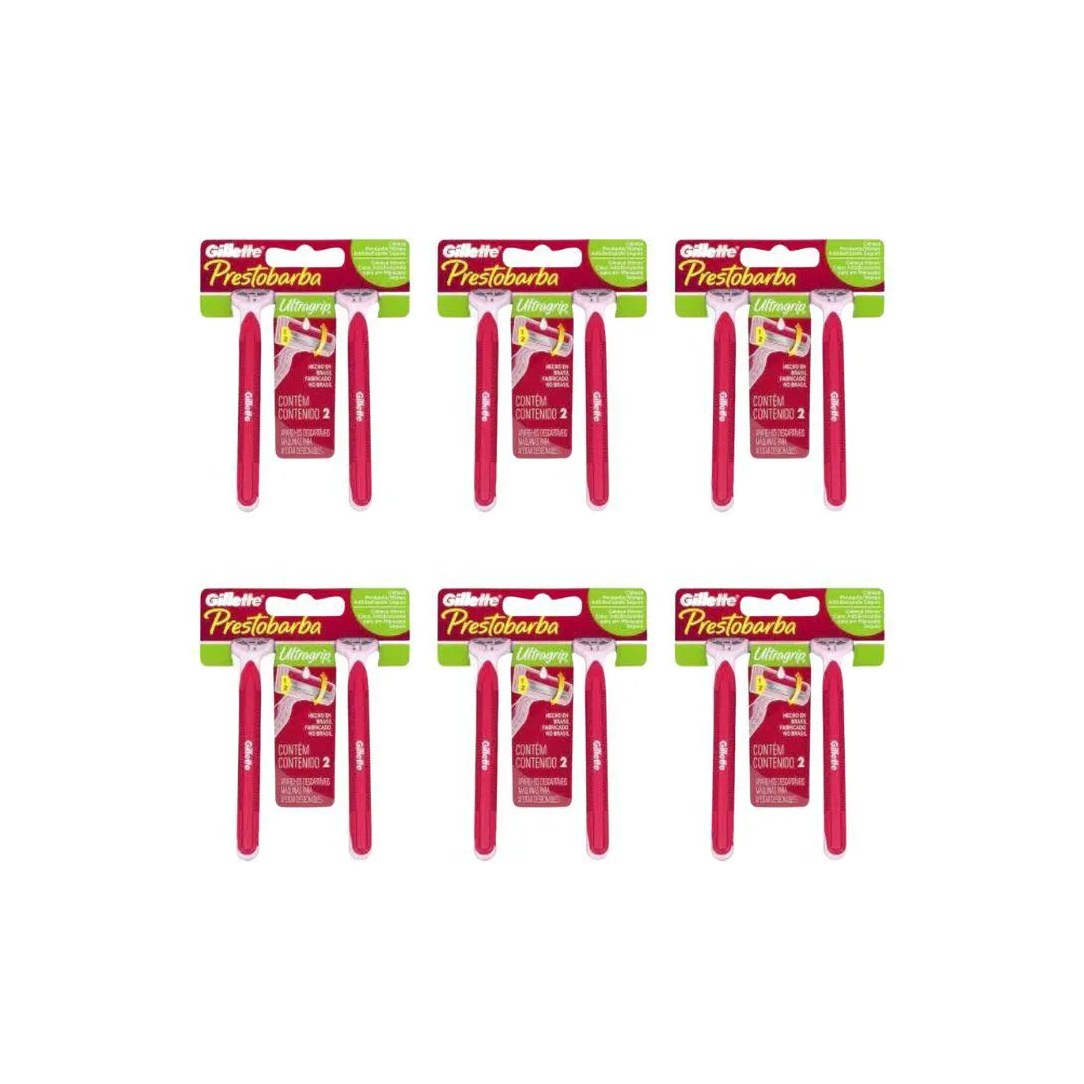 Aparelho Prestobarba C/2 Ultragrip Fem Cabeça Movel-Kit 6un