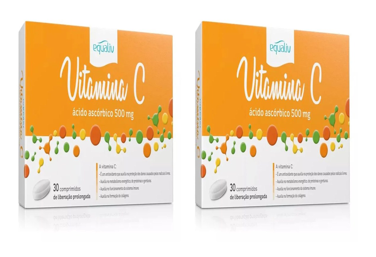 Kit 2 Vitamina C Ácido Ascórbico Equaliv 500mg com 30comps