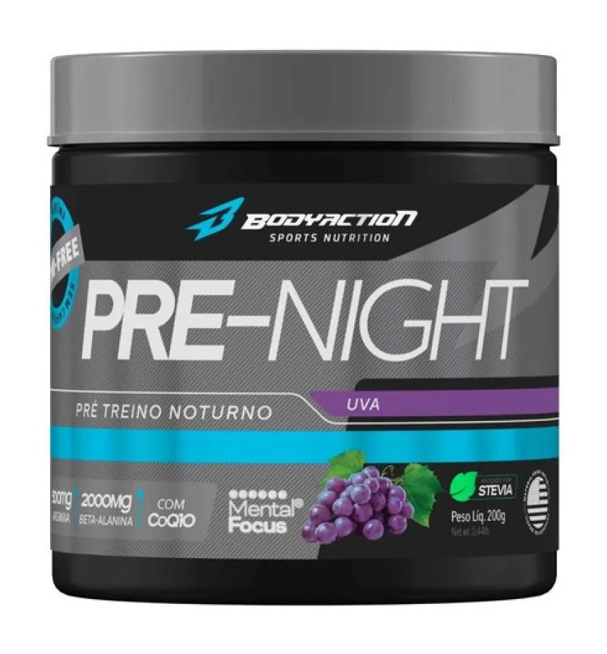 Pre Night 200g Pré Treino Noturno Sem Cafeína - Bodyaction UVA