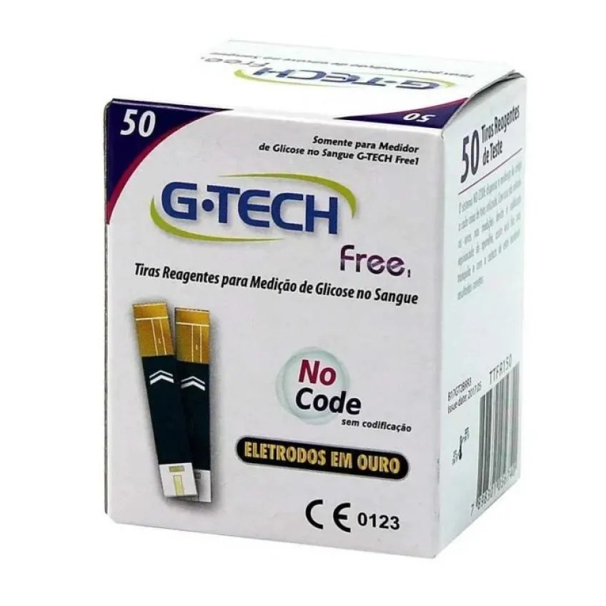 Tiras de Glicemia Glicose Medir Diabete G-tech Free 50un