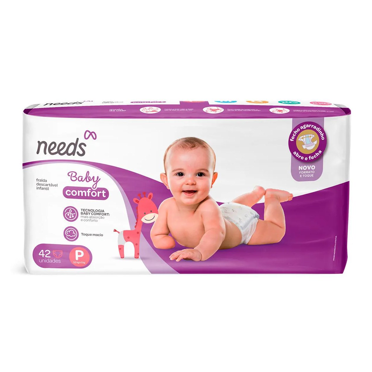 Fralda Needs Baby Comfort P 42 Unidades