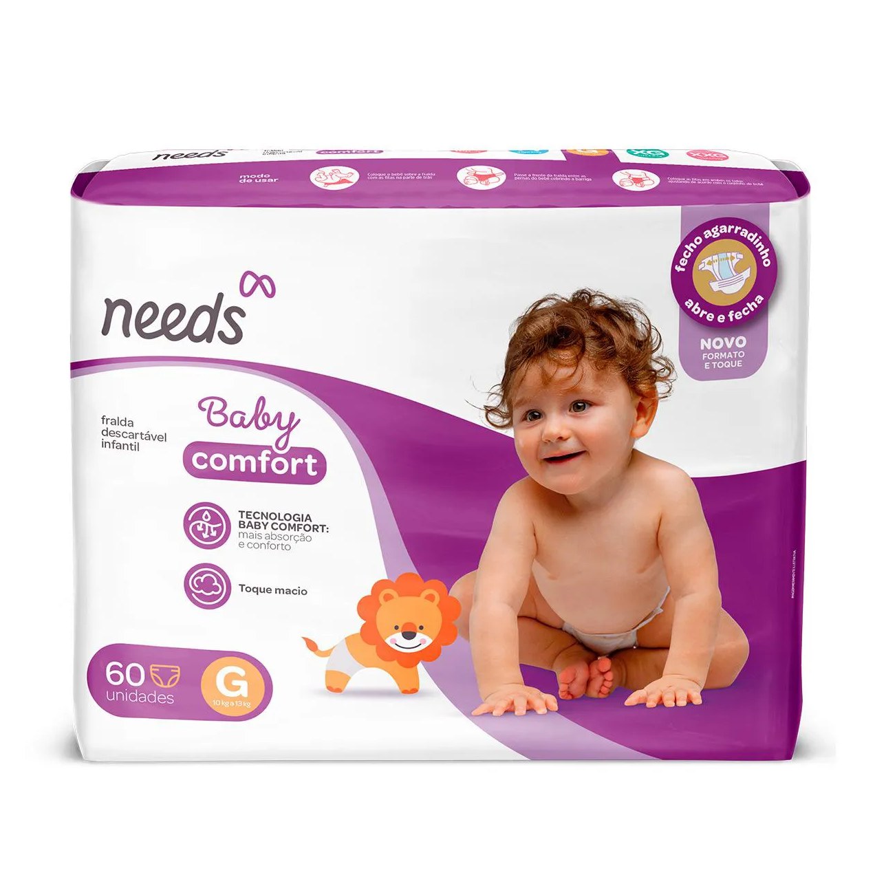 Fralda Needs Baby Comfort G 60 Unidades