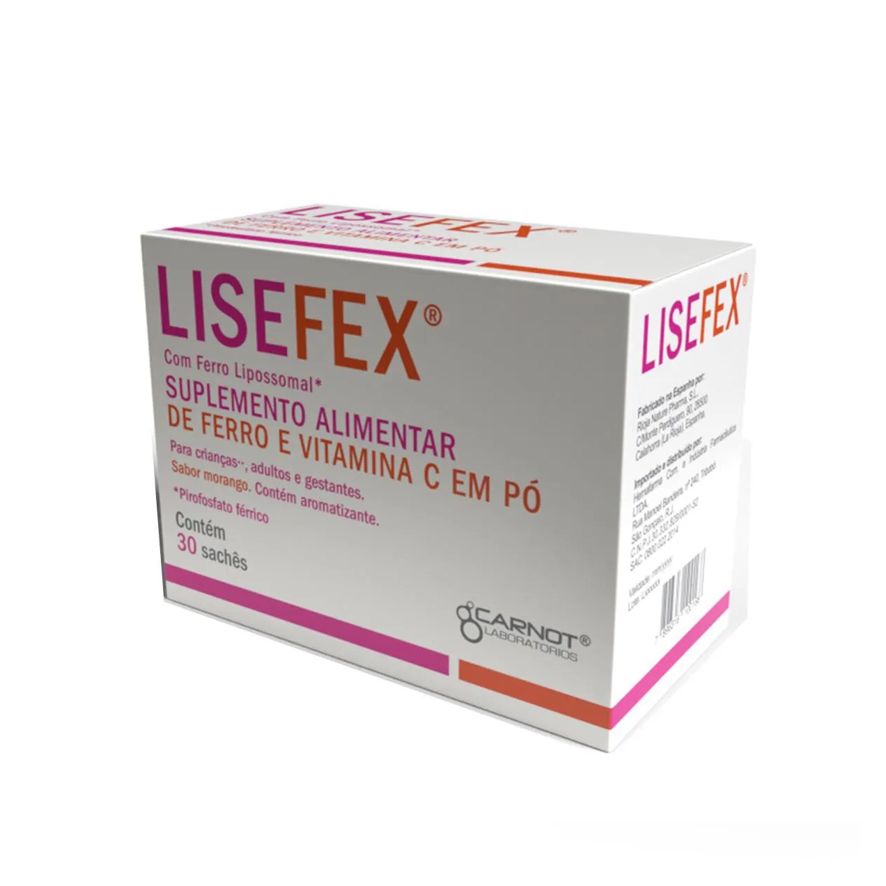 Vitamina C + Ferro LiseFex® Morango 30 sachês