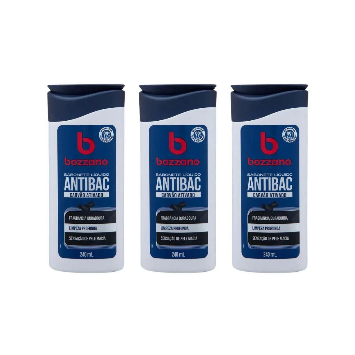 Sabonete Liquido Bozzano Carvao Ativado 240ml - Kit C/ 3un