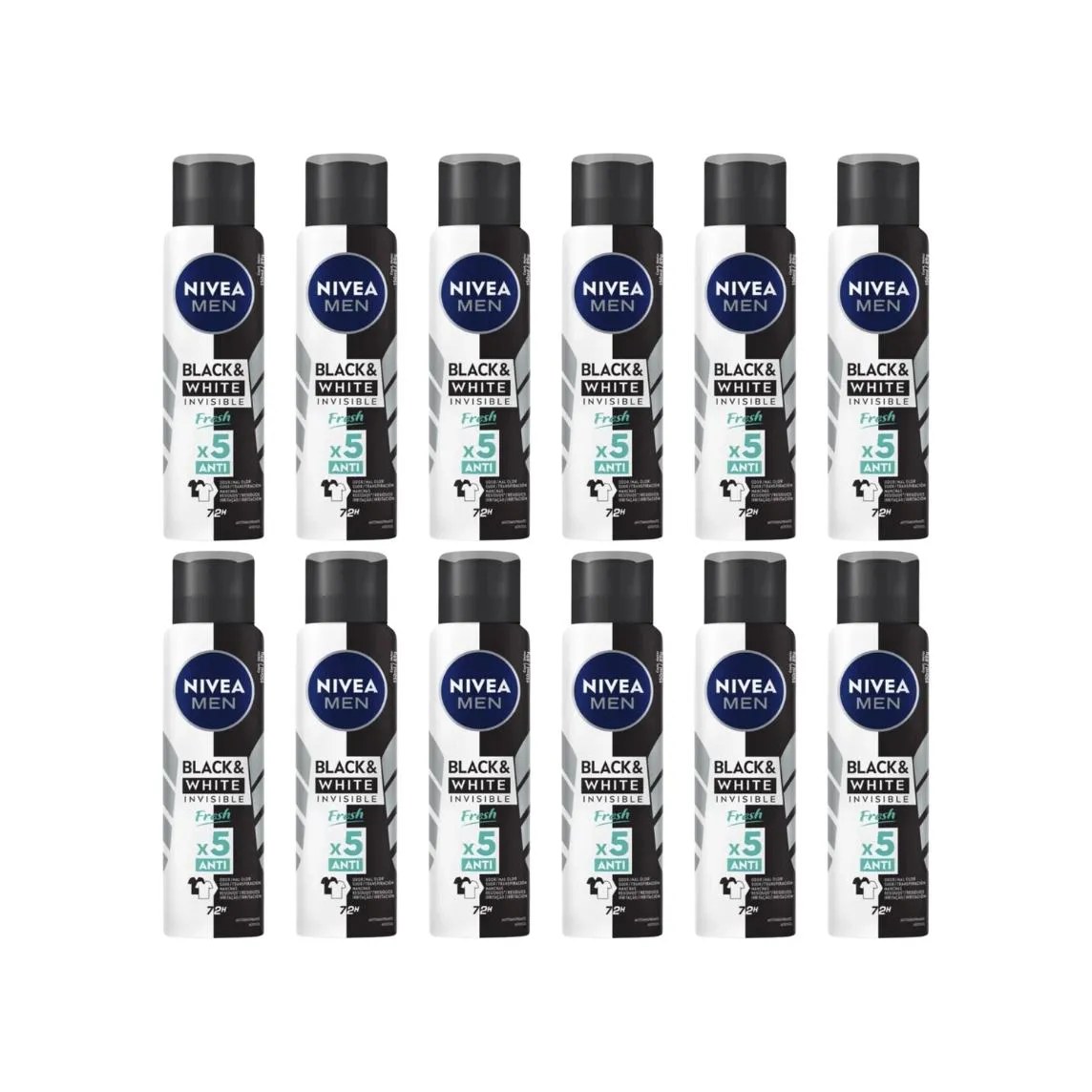 Desod Aero Nivea 150ml Masc Black White Invisi Fresh - 12un