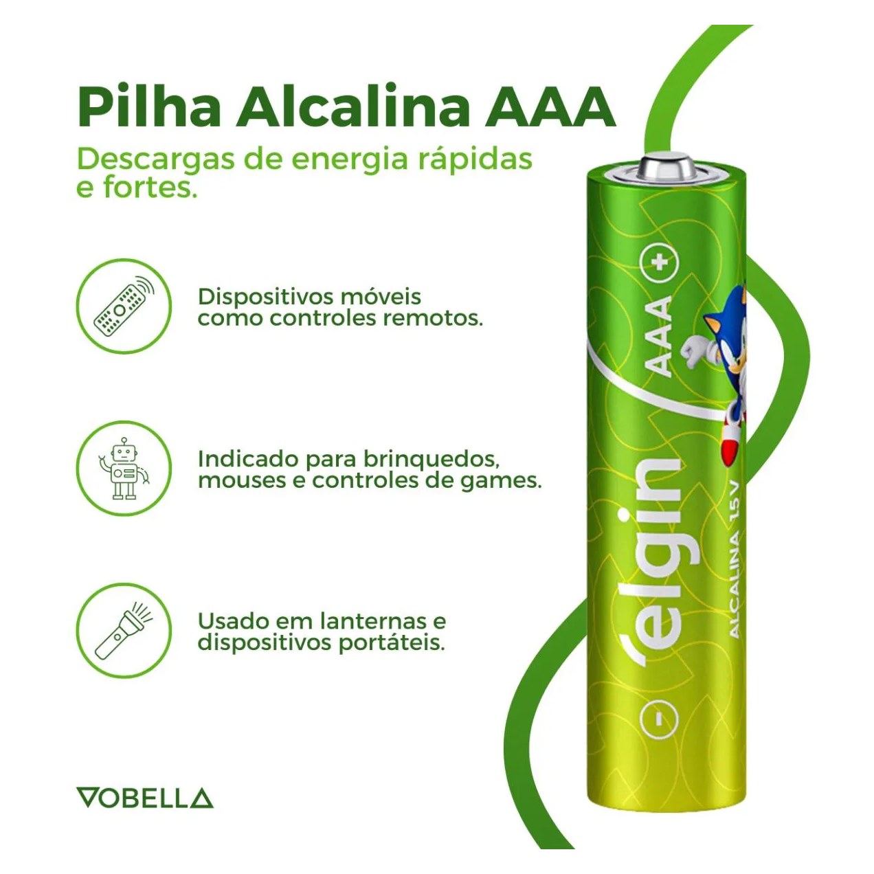 Pilha Alcalina Aaa Palito Elgin Blister Com 4 Unidades