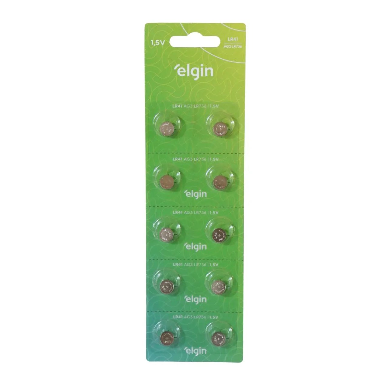10 Baterias Pilhas Alcalina Lr41 1,5v Blister Cartela Elgin