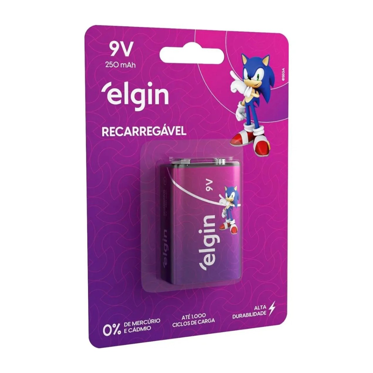 Bateria Recarregável 250mah 9v Sensor Controle Elgin