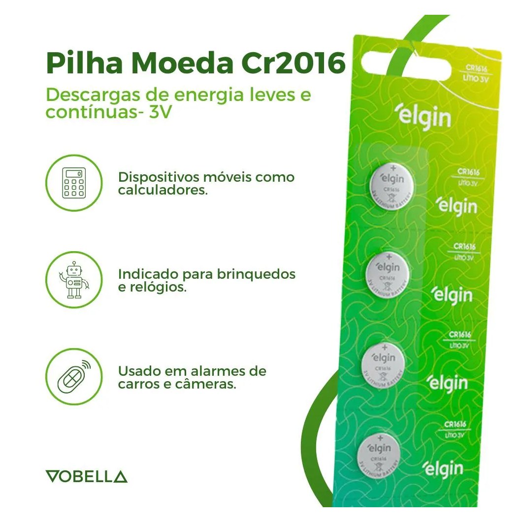 5 Baterias Pilha Moeda Cr1616 3V Controles Relógios Elgin