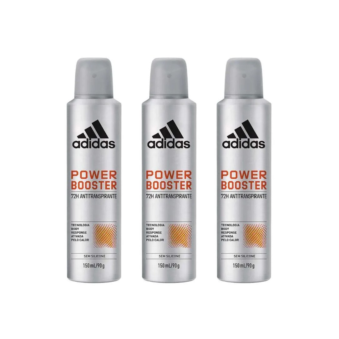 Desodorante Aero Adidas 150ml Masc Power Booster - 3un