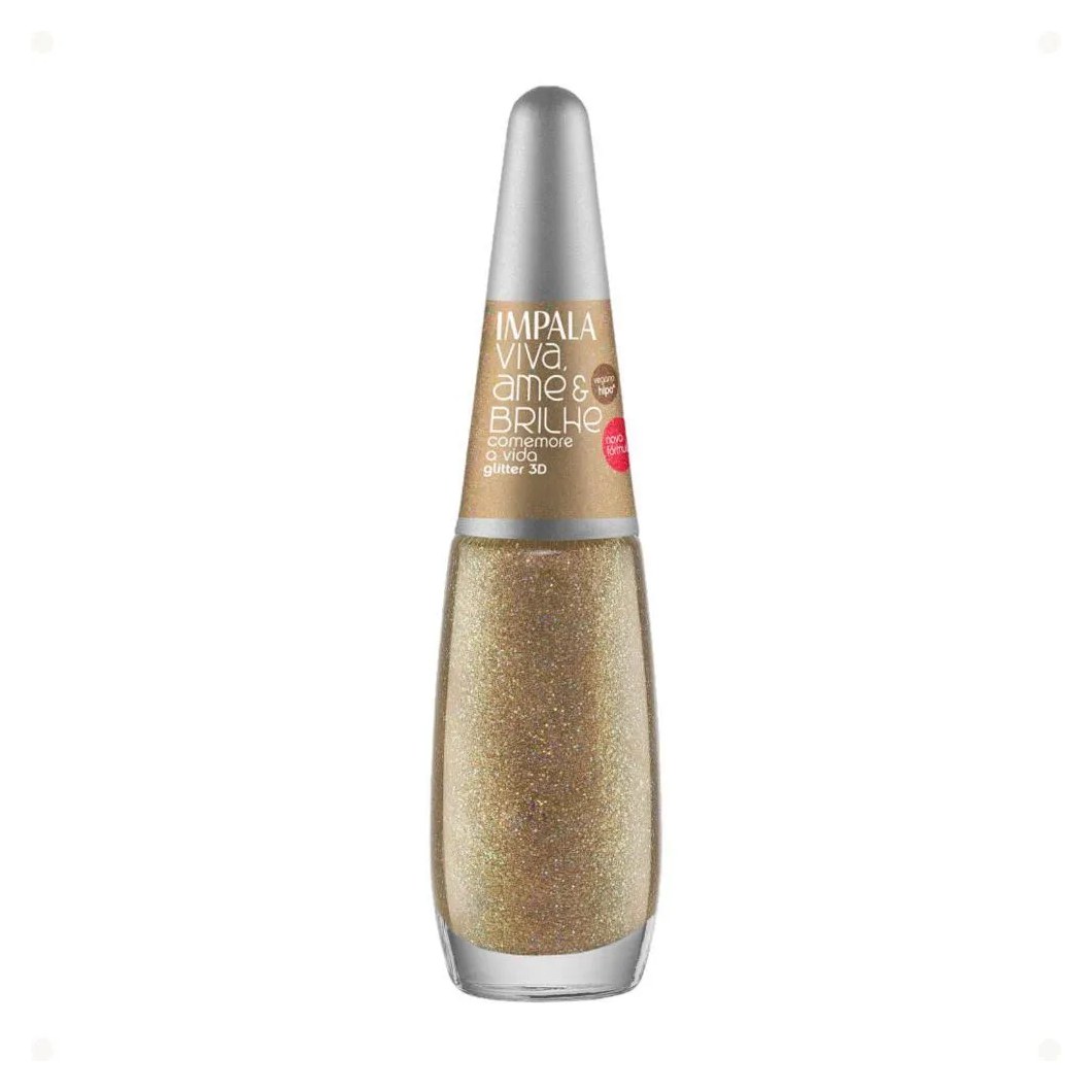 Esmalte Glitter 3d Impala Viva, Ame e Brilhe Comemore A Vida 7,5ml