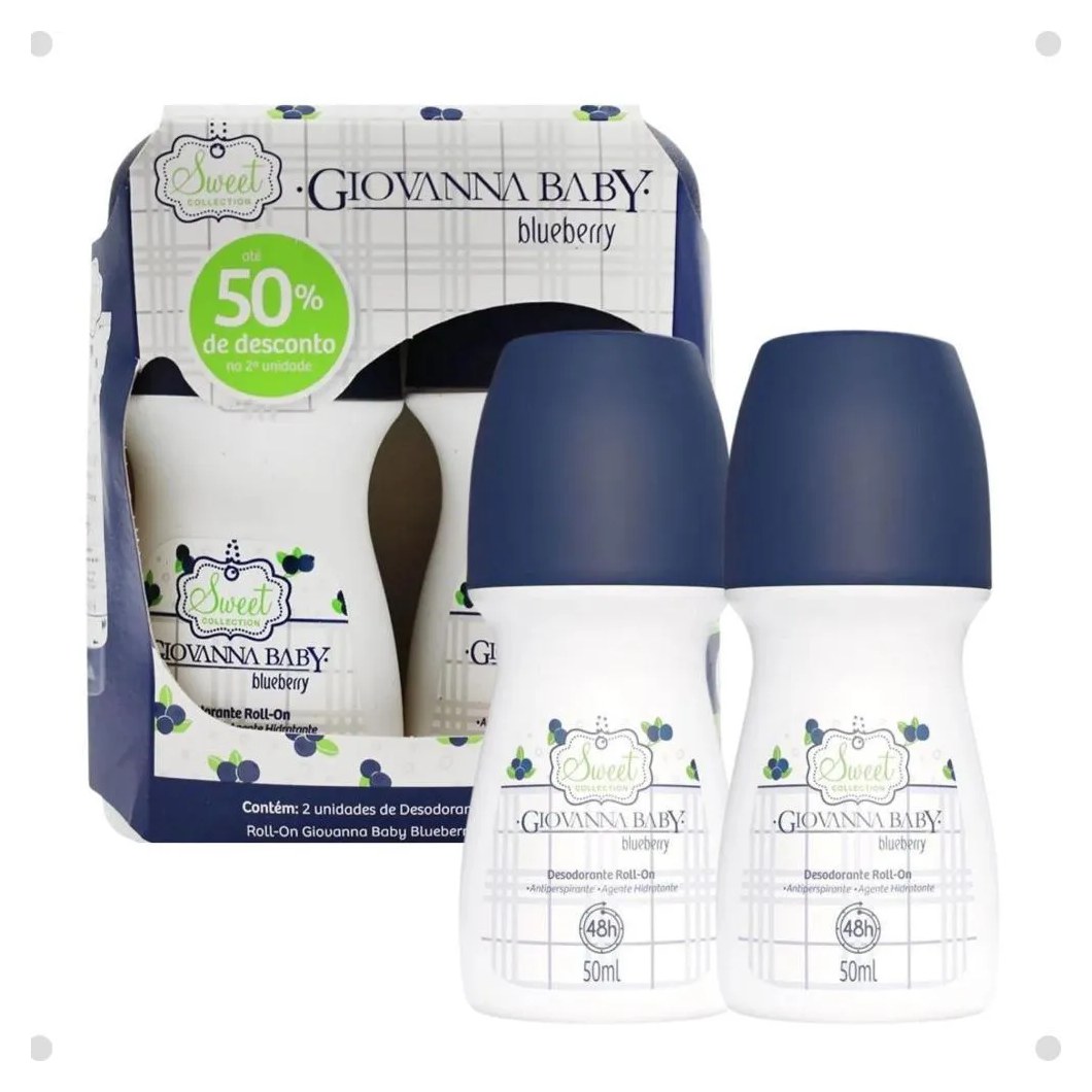 Kit Desodorante Roll-on Giovanna Baby Blueberry com 2