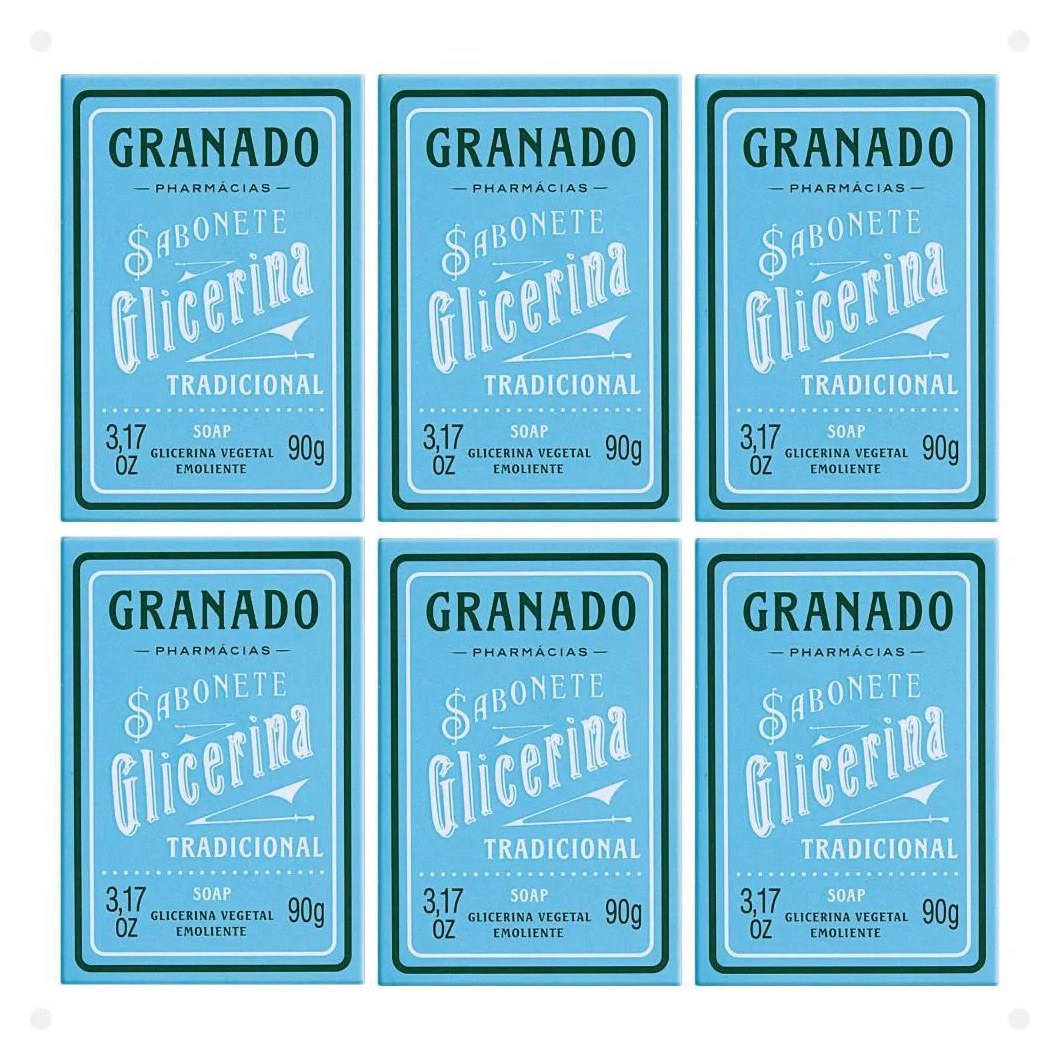 Kit Sabonete Vegetal de Glicerina Granado Tradicional 90g com 6