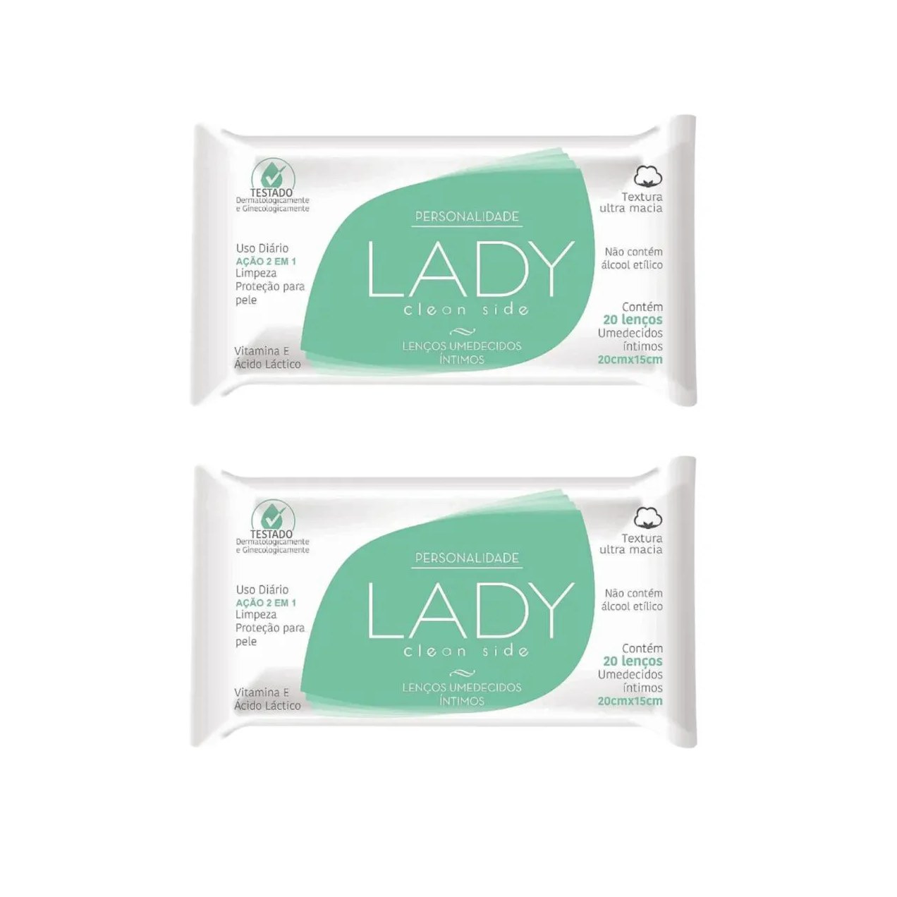 Kit C2 Lenço Íntimos Umedecido Clean Side Lady Personalidade