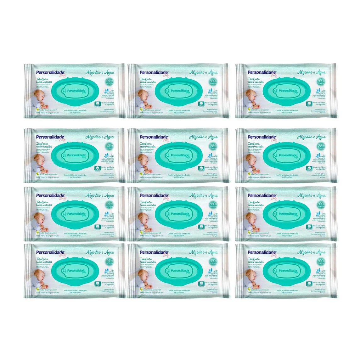 Kit C12 Toalha Umedecida Baby Algodão e Água C50 – Eurofral