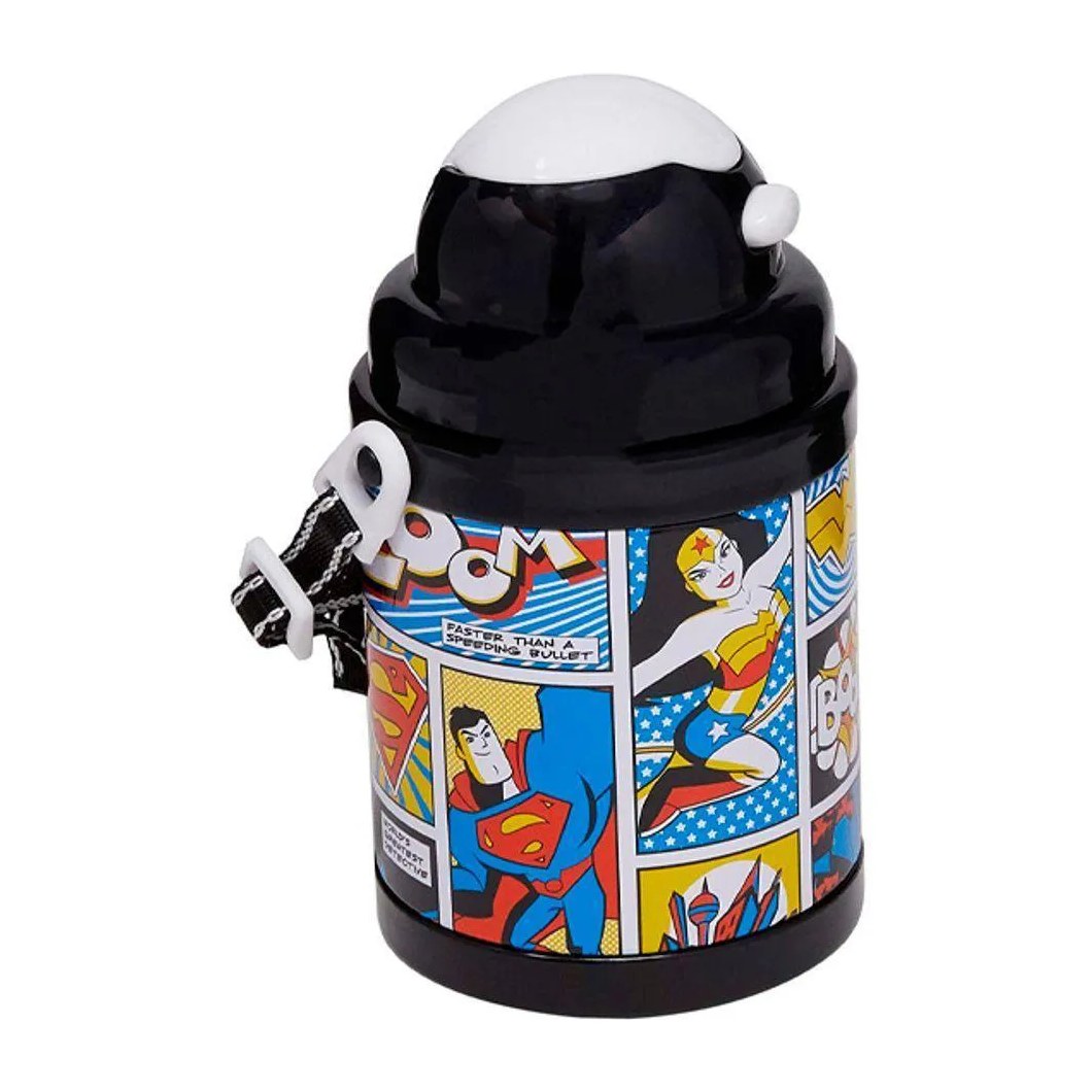 Garrafa Com Canudo Gibi Liga Da Justiça 380Ml - Tasco Inport