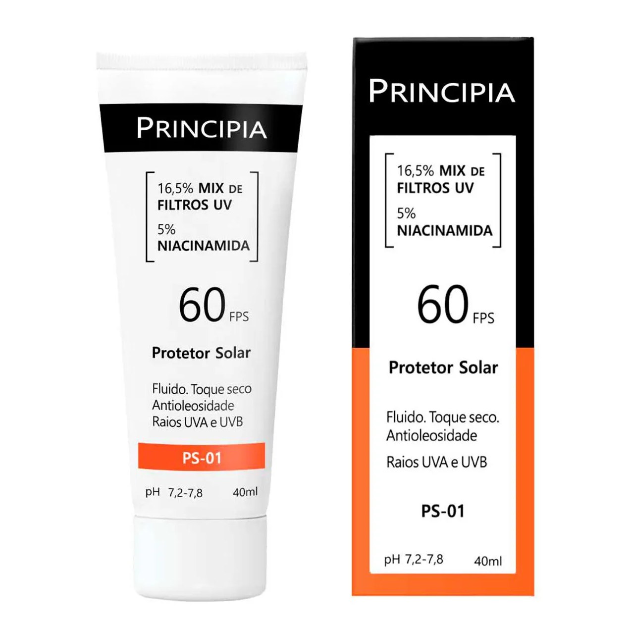 Kit Facial Principia Skincare Gel de Limpeza Suave GL-02 350ml + Protetor Solar PS-01 FPS 60 40ml + Sérum Anti-Idade Mix-02 30ml